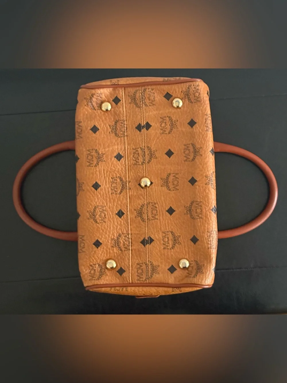 A vintage MCM Visetos Coated Canvas Heritage Boston Bag